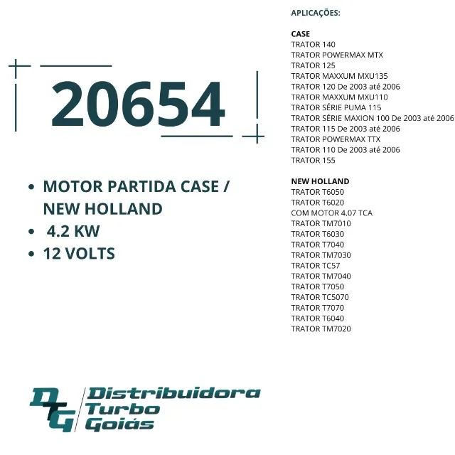 MOTOR PARTIDA NEW HOLLAND 12V 10 DENTES - Foto 5