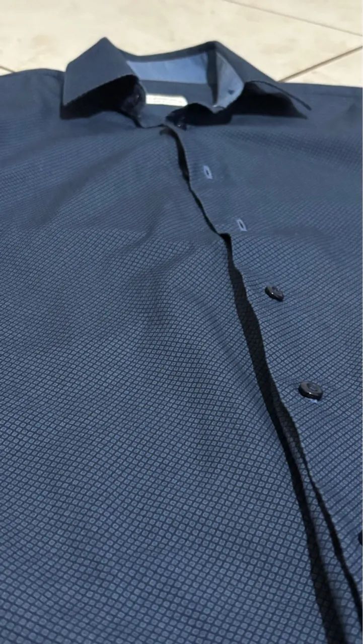 Camisa Social Azul Marinho Dilamon - M - Foto 4