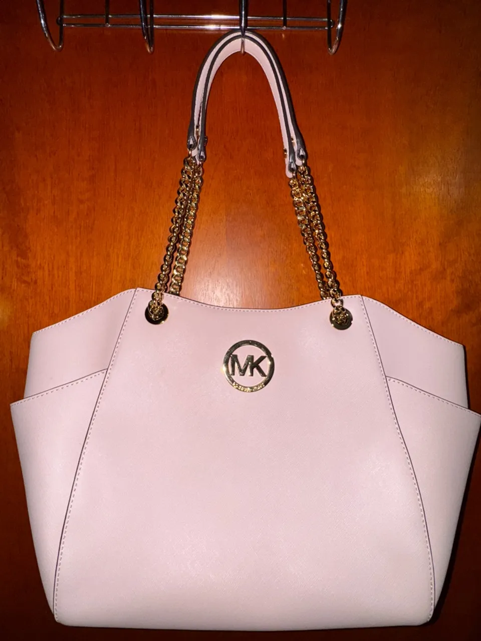 Bolsa Michael Kors Corrente de Viagem Jet Set em Couro Saffiano Rosa