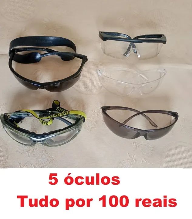 kit com 5 óculos proteção EPI - nemesis, stellpro e chillibeans
