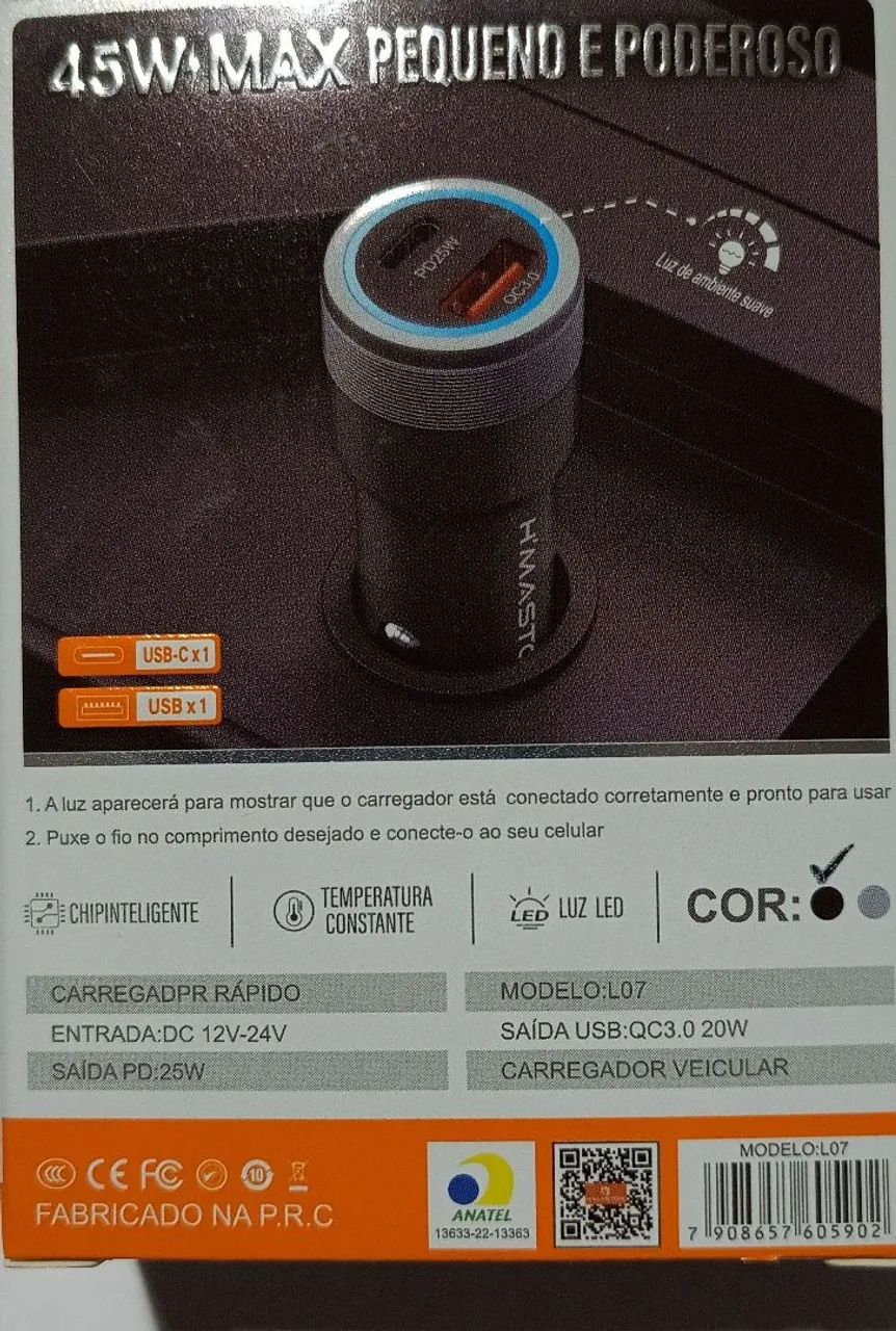 Carregador Veicular Turbo 45W PD Usb-C Hmaston Maxx PD ! Metal  - Foto 2