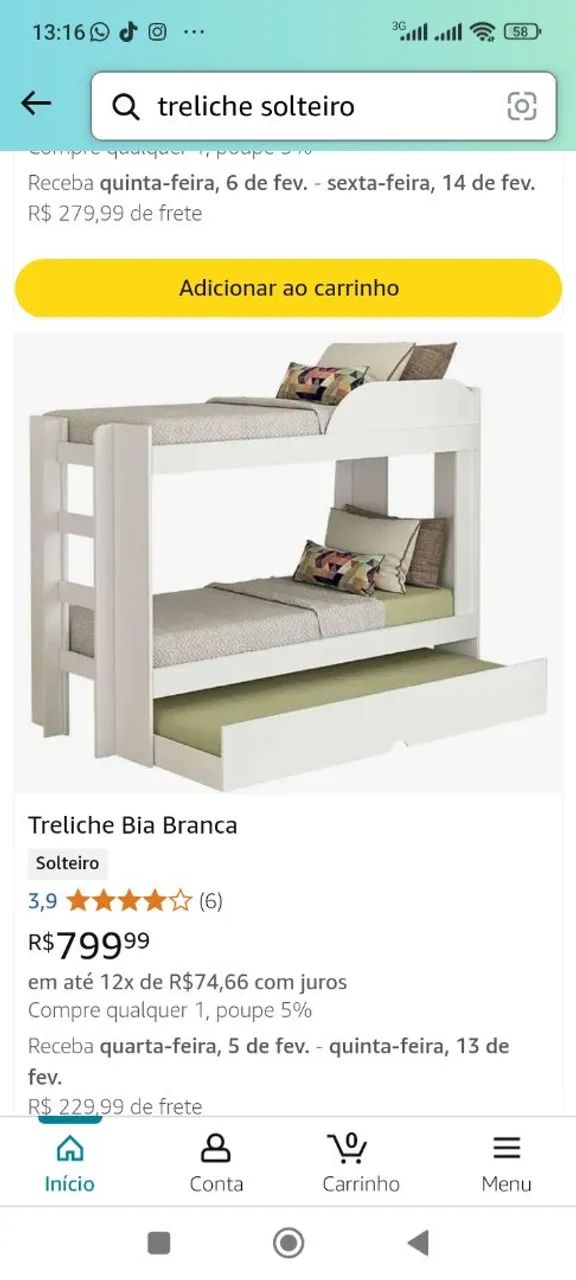 Treliche solteiro usado 