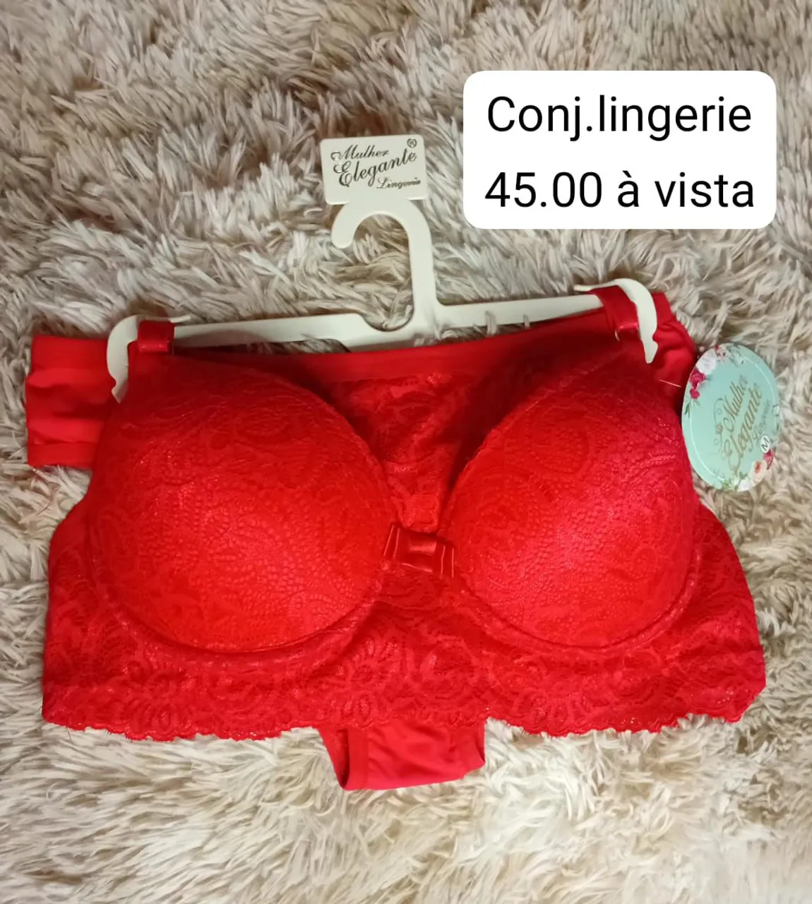 Conjunto lingerie vermelho preto branco laranja