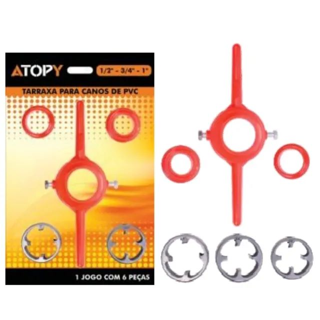 Jogo de Tarraxa Rosca para Canos Tubos PVC de 1/2'' 3/4" 1'' Atopy