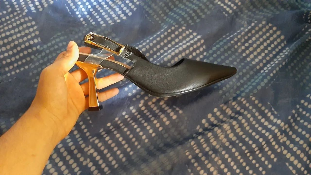 Scarpin Bebecê Slingback Preto Salto - Foto 4