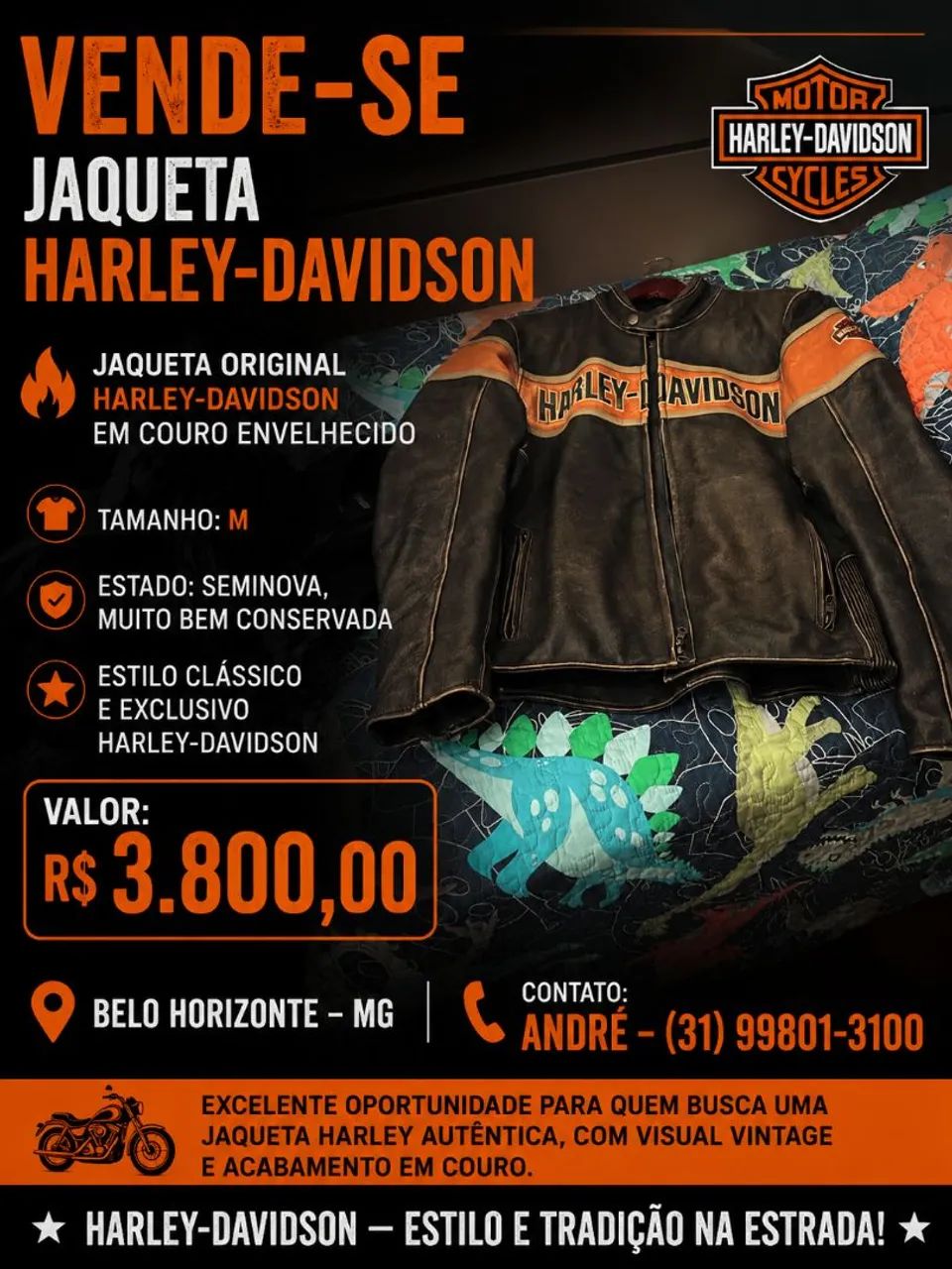 Jaqueta harley original couro envelhecido Marrom  - Foto 4