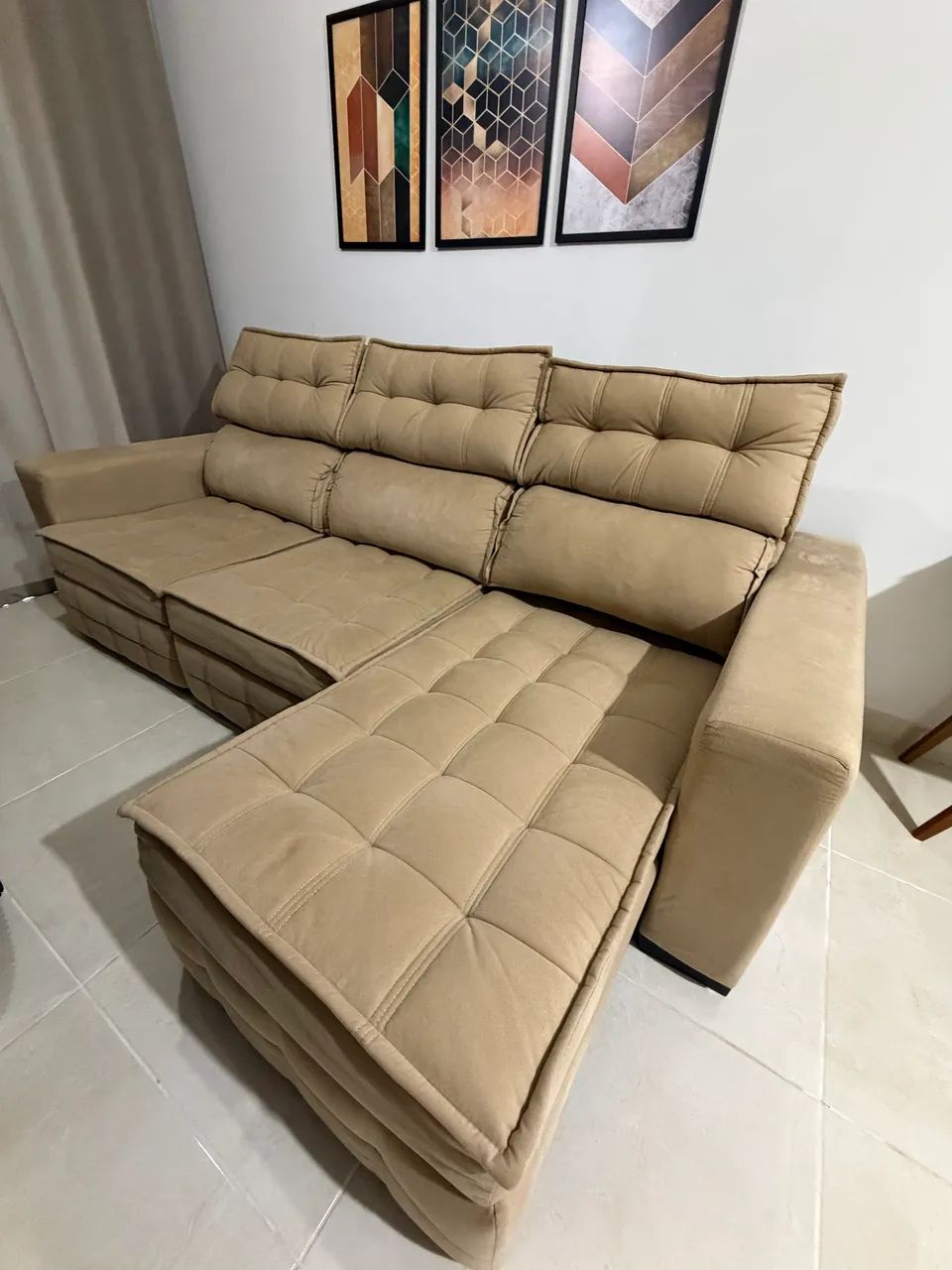 Sofá retrátil Bege  - Foto 2