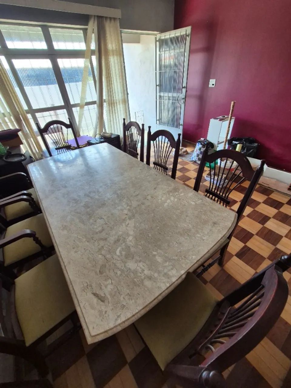 Mesa de Jantar Madeira Maciça com Pedra Natural + 8 Cadeiras - Foto 2