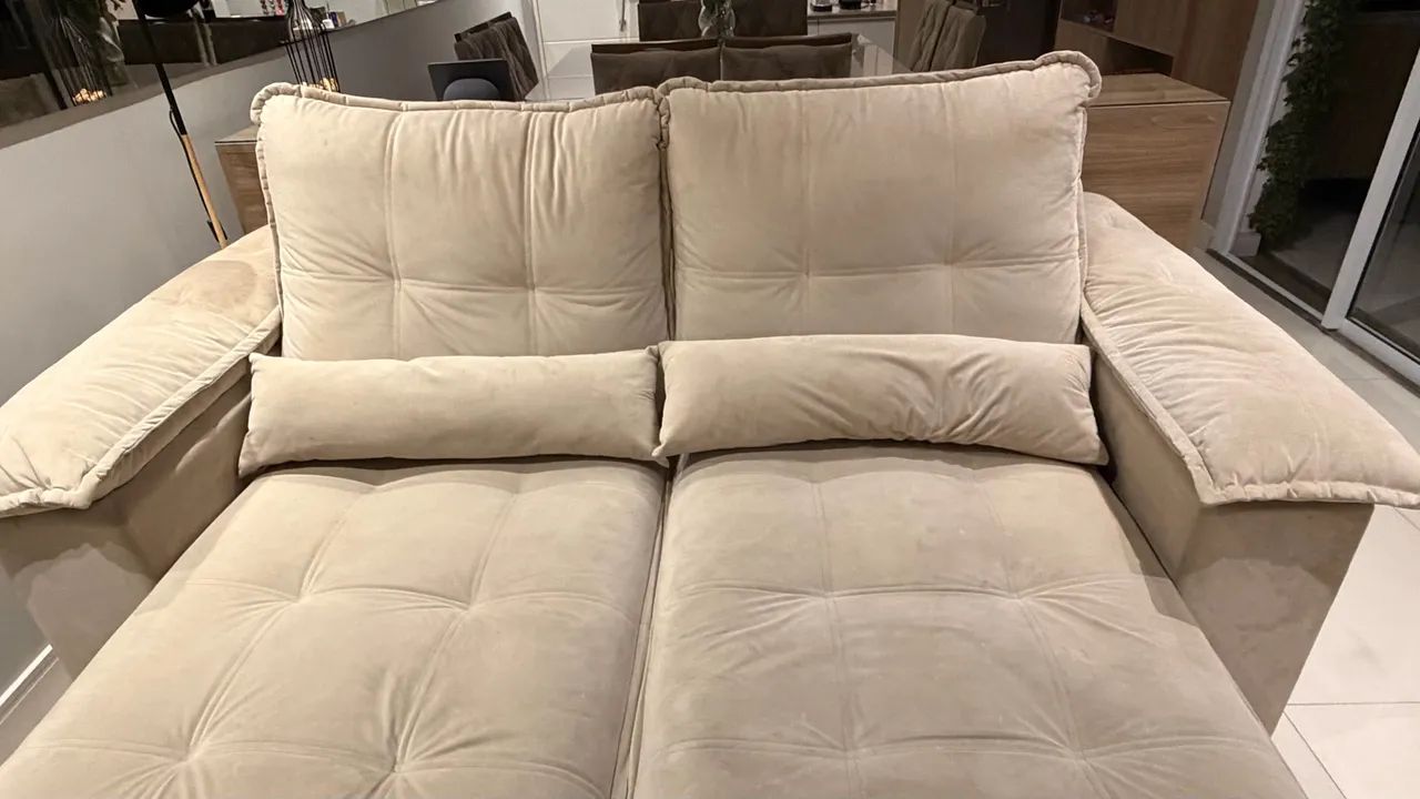 Sofa Suede Bege - 2,30m - Foto 2