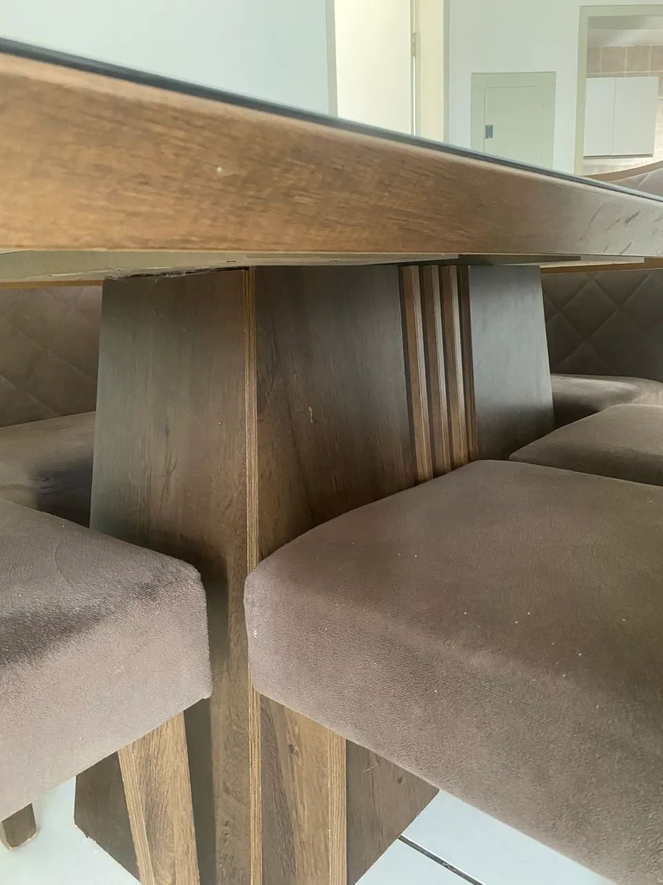 Mesa 6 Cadeiras MDF Tampão de Vidro - Foto 5