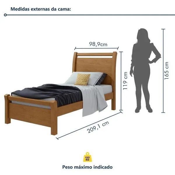 Cama Solteiro Reali Estrutura MDF Reforçada