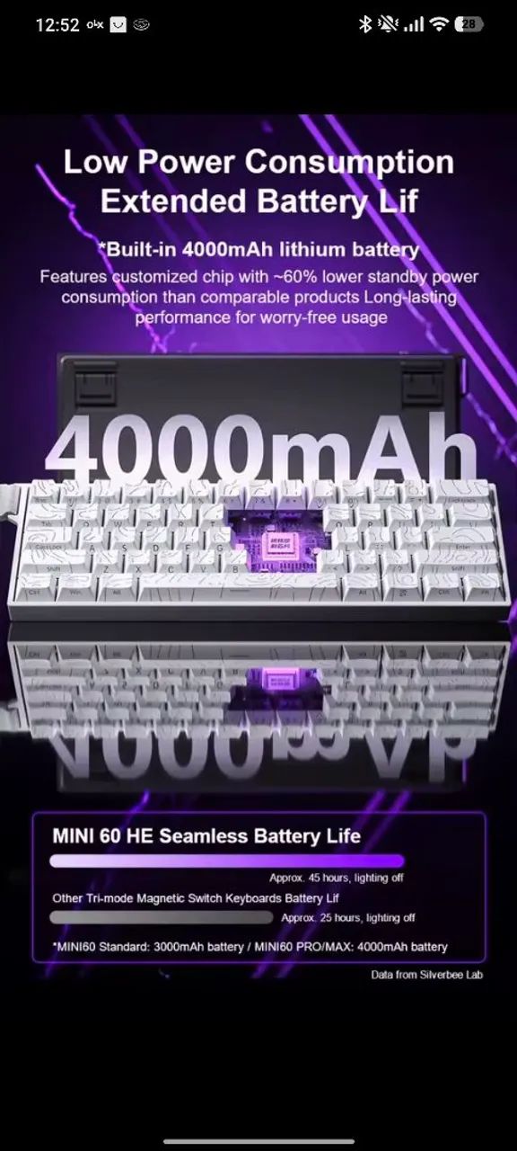 Teclado Magnético AULA mini60 HE sem fio - Foto 4