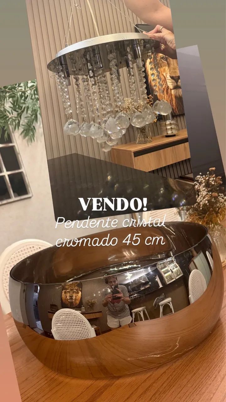 PENDENTE CRISTAL CROMADO 