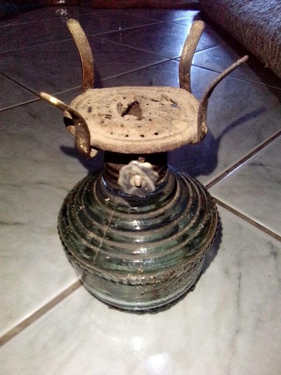 FOGAREIRO ANTIGO A ÁLCOOL - BASE DE VIDRO | PEÇA VINTAGE ORIGINAL - Foto 2