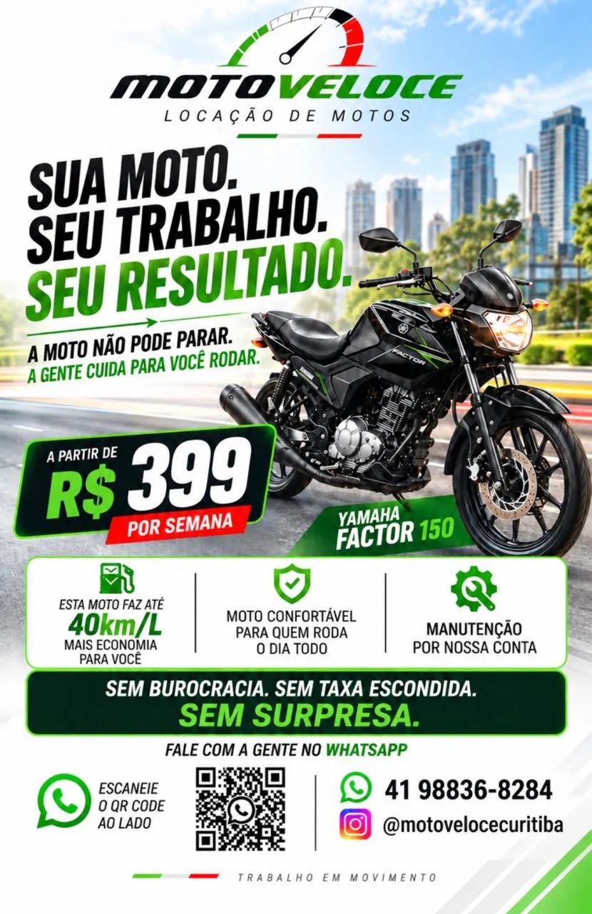 Yamaha Factor 150 para Locação | R$399/semana - Foto 3