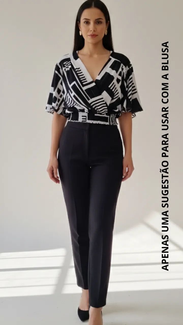 BLUSA ESTAMPA PRETO E BRANCO - Foto 2