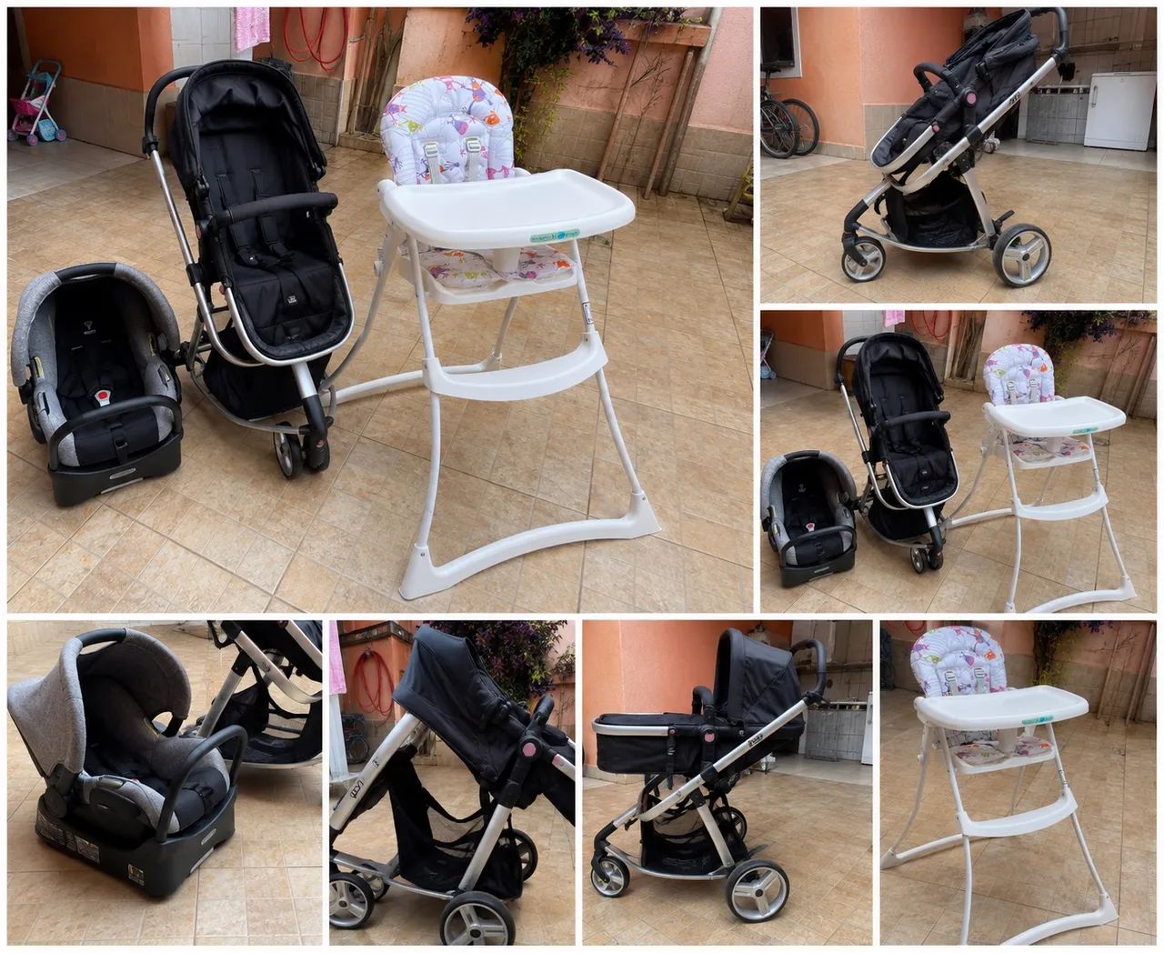 Carrinho Moisés, bebê conforto com base e cadeira de Refeição bebê  - Foto 5
