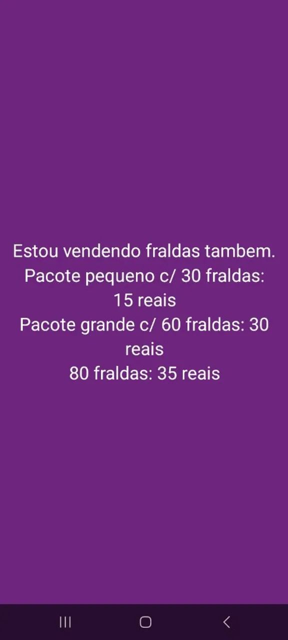 Fraldas "P" e ninhos