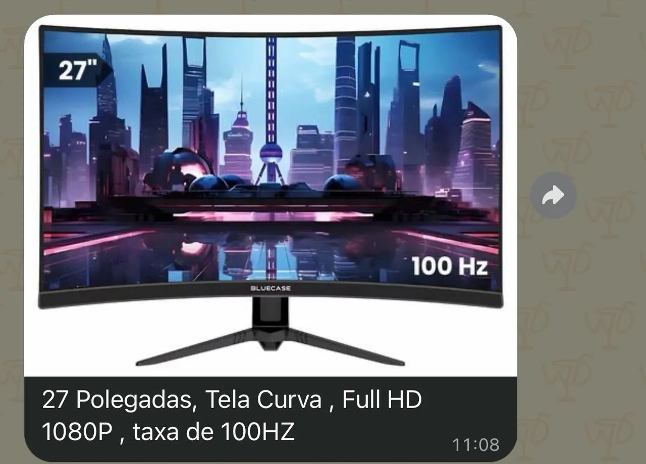 27 Polegadas, Tela Curva , Full HD 1080P , taxa de 100HZ