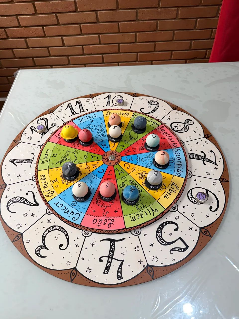 Mandala Astrológica Artesanal 60 cm Articulada com Planetas em Biscuit - Foto 5