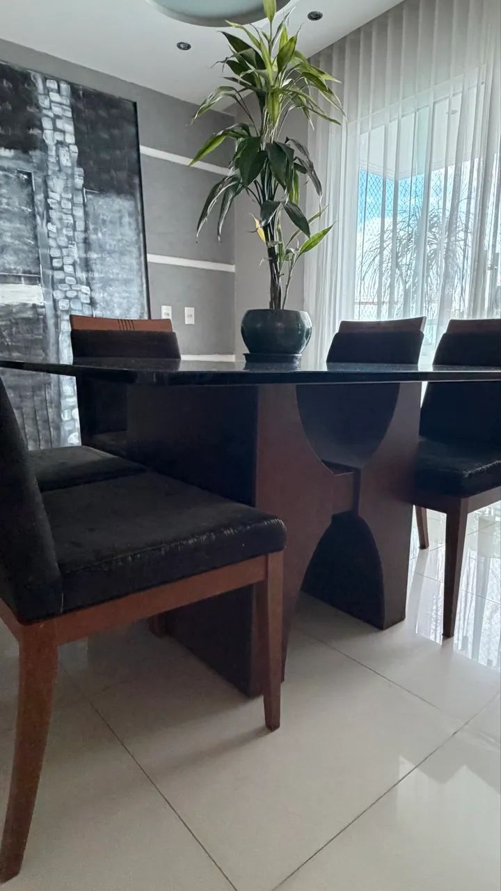 Mesa de jantar Líder em madeira e vidro + 8 cadeiras - Foto 2