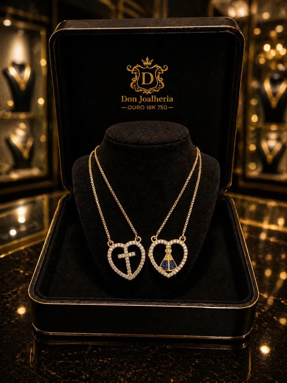 Escapulário com Diamantes em Ouro 18K 750