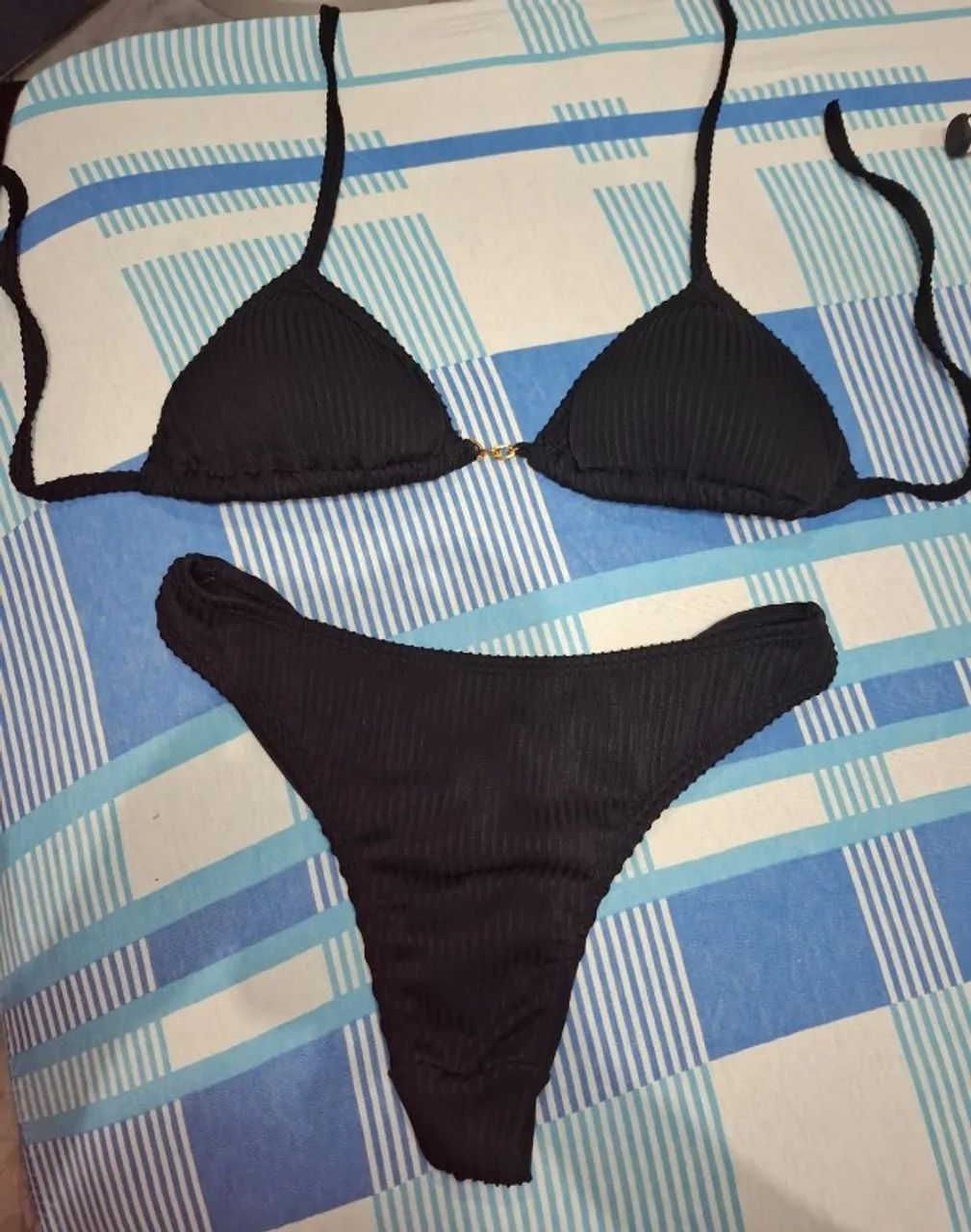 Biquíni canelado preto NOVO