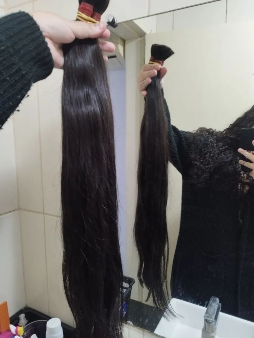 Cabelo humano liso ondulado 65 cm - Foto 2