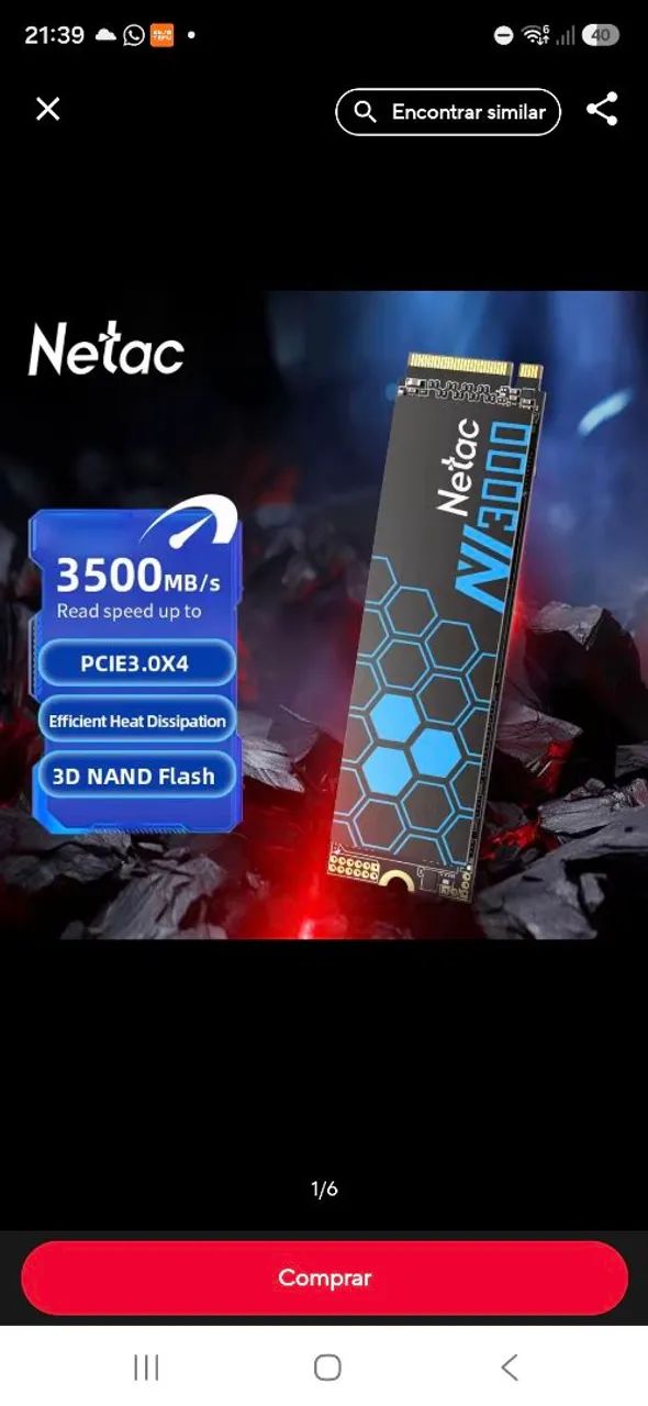 Nvme netac 3000 250 gigas