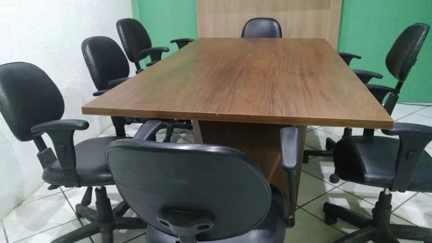 Mesa com 6 Cadeira Executiva Back System Lisa com Braços reguláveis Cor Preta - Foto 3