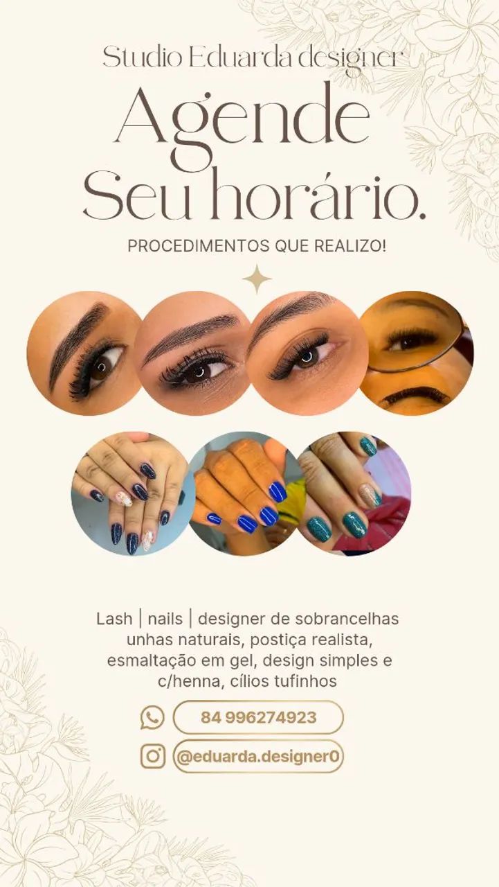 Unhas, cílios, e sobrancelha 