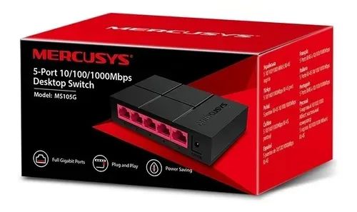 SWITCH 5 PORTAS MERCUSYS 10/100/1000 MBPS - MS105G - LOJA DADO DIGITAL