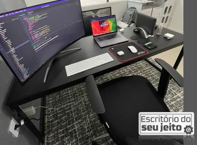  Escrivaninha 1,80m NOVA Mesa de Escritório Industrial Multiuso Computador Gamer Notebook - Foto 2