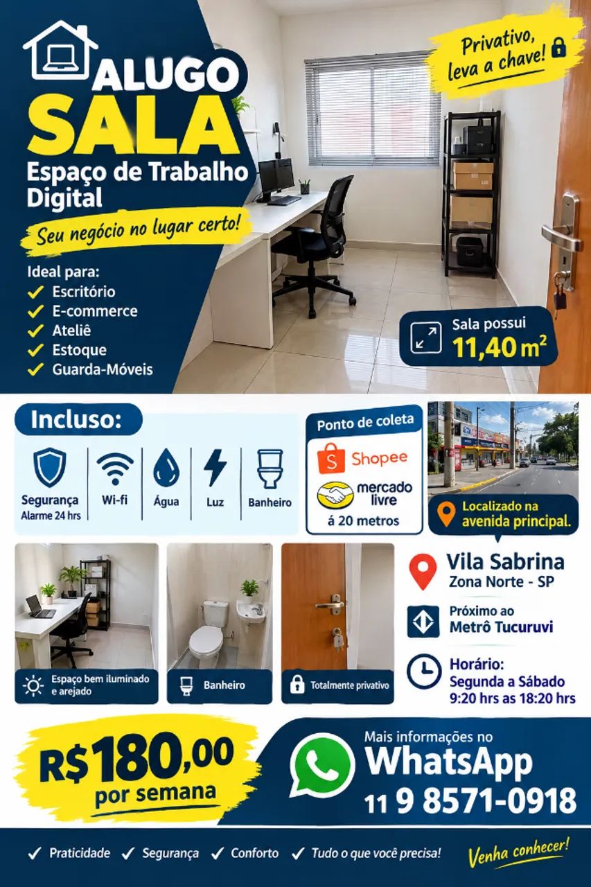 Sala - Espaço de Trabalho Digital. Ideal para Escritório, E-commerce, Ateliê, Estoque.
