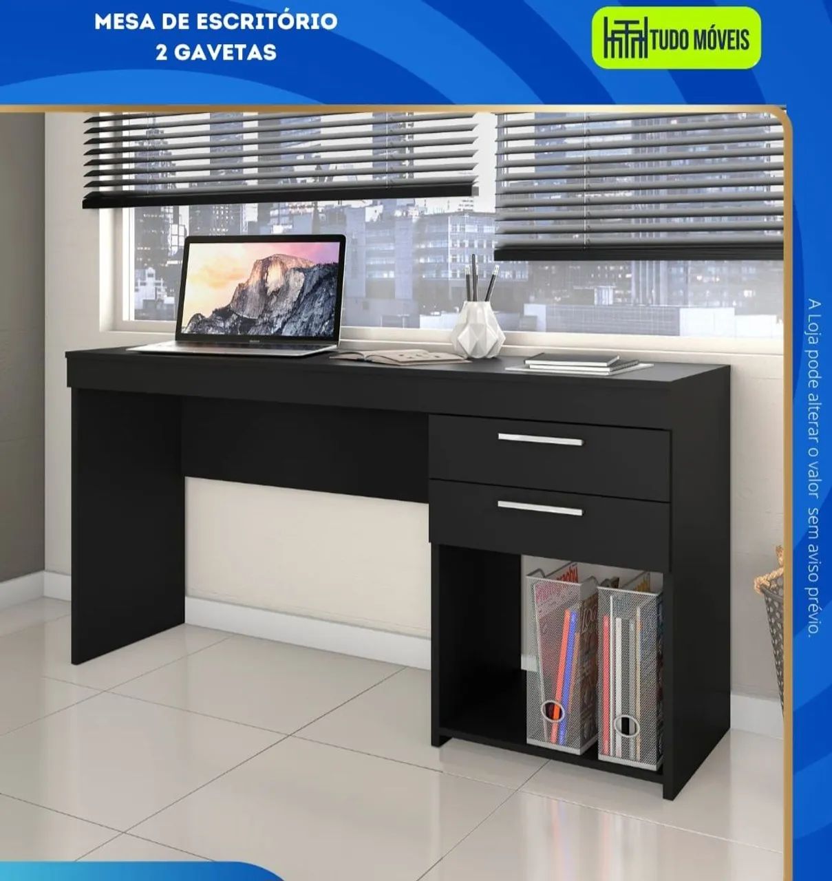 MESA ESCRITÓRIO COM 2 GAVETAS  - Foto 3