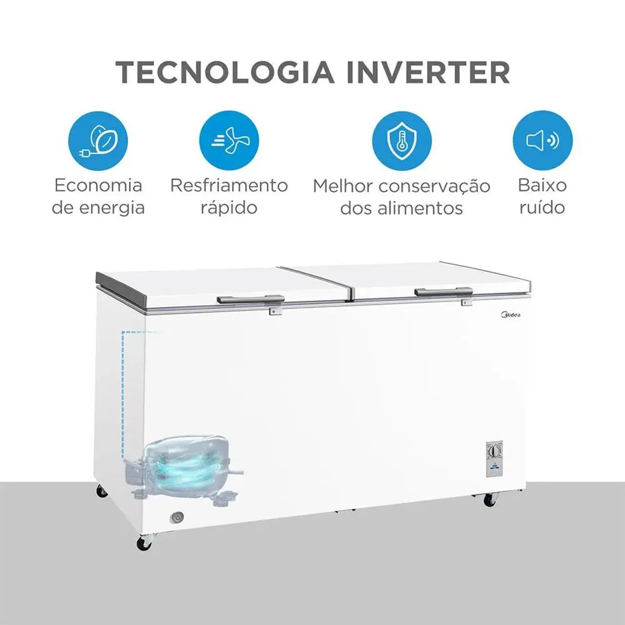 Freezer horizontal Midea 2 portas 508 litros - Geladeiras e