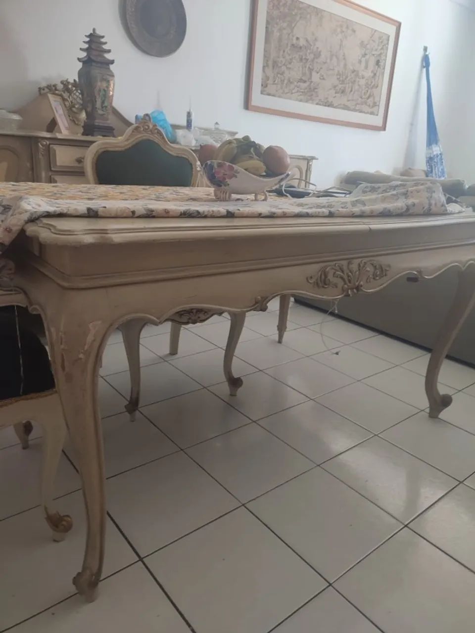 Mesa Luís XV + 6 Cadeiras Vintage Douradas - Conjunto Completo - Foto 3