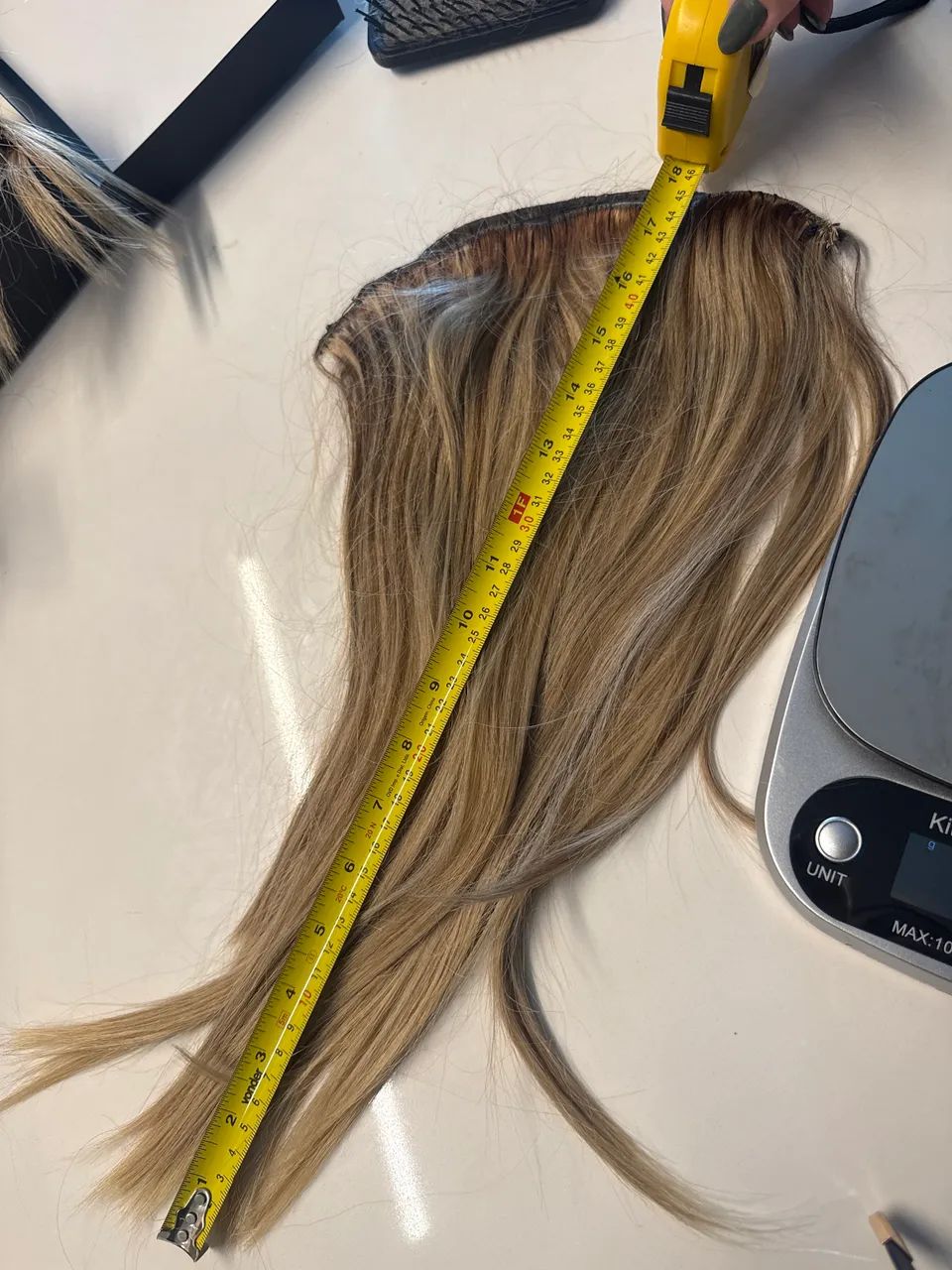 Cabelo loiro 100% humano 145g 45cm