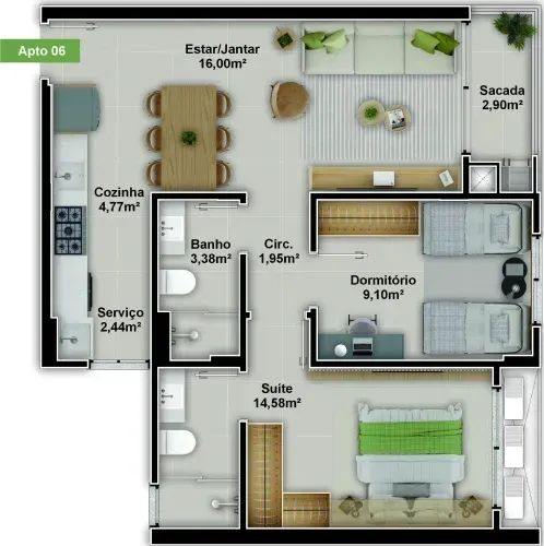 APTO DE 2 DORMITÓRIOS (1 SUITE) EM COQUEIROS - FPOLIS, ENTREGA EM DEZEMBRO 2026   - Foto 3