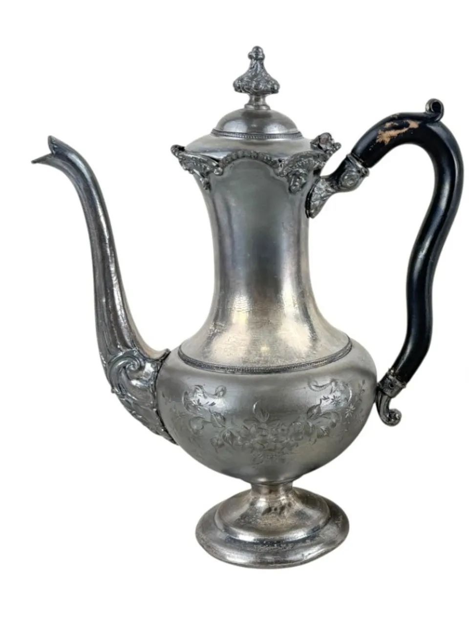 Antigo bule com alça madeira e leiteira em estanho pewter Peça marcada e numerada - Foto 2
