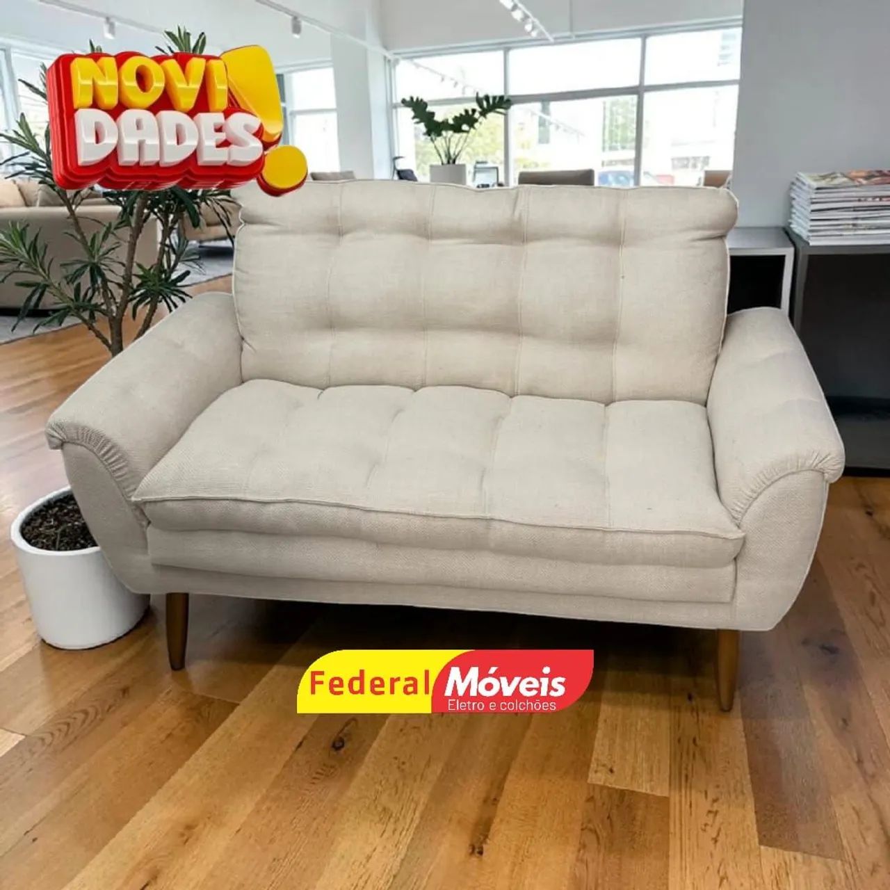 Poltrona com 2 Lugares Namoradeira Tecido Boucle Bege - Entregamos
