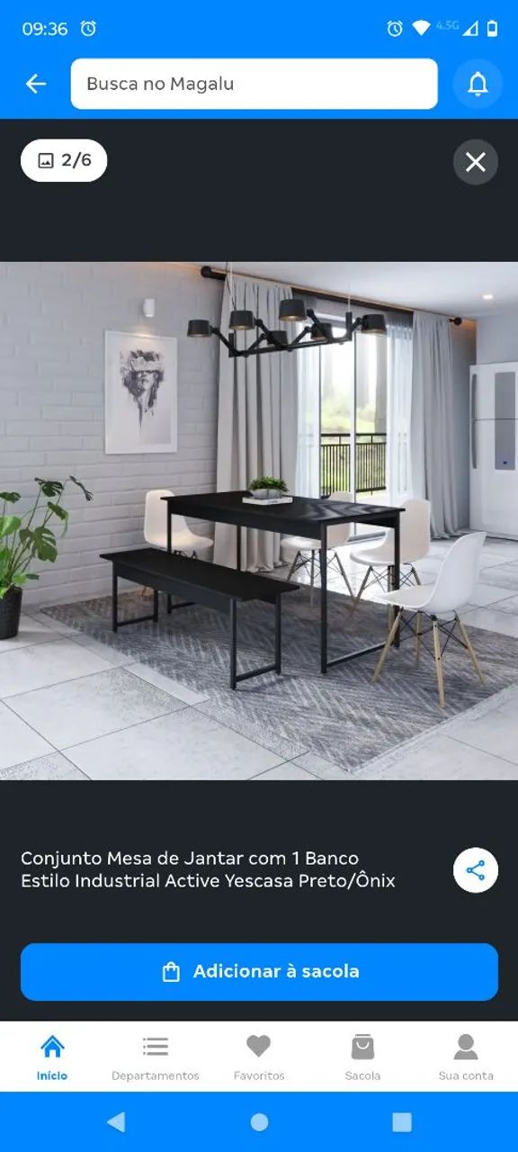Mesa de jantar com banco preta - Foto 3