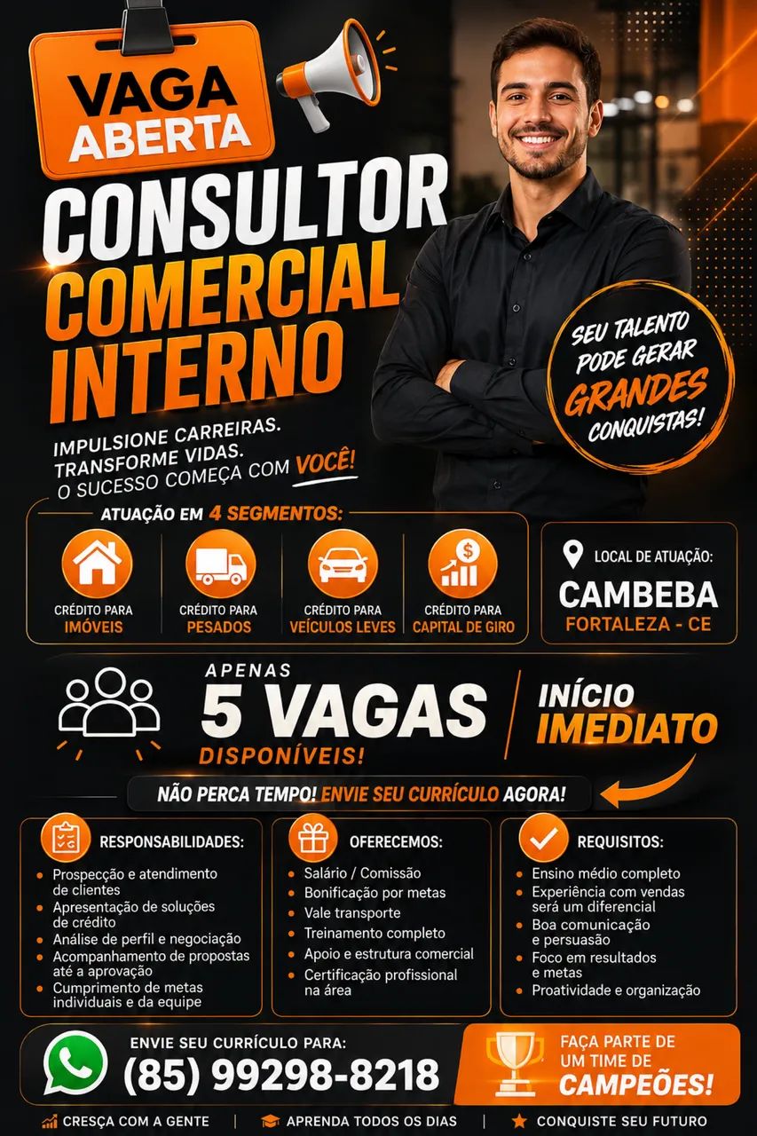 Vaga de emprego - Consultor Comercial Interno