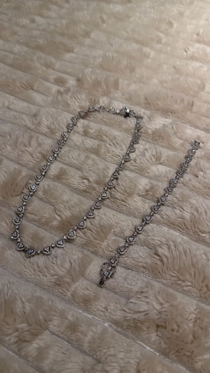 Riviera colar e pulseira coração prata 