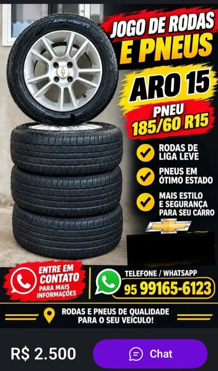 Jogo de rodas 15 com pneus