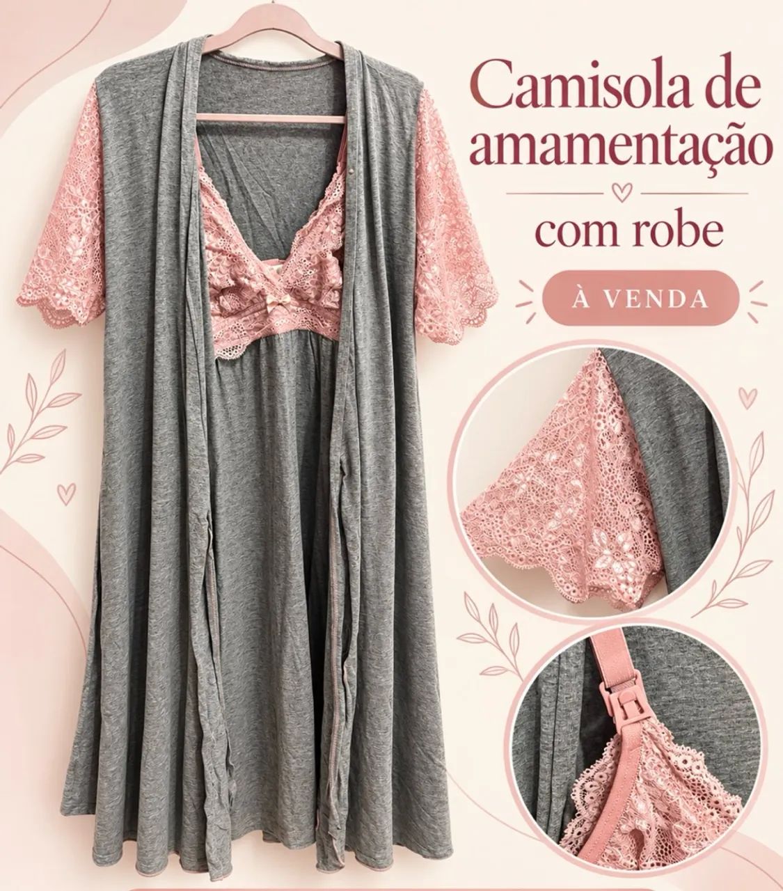 camisola de amamentação com robe