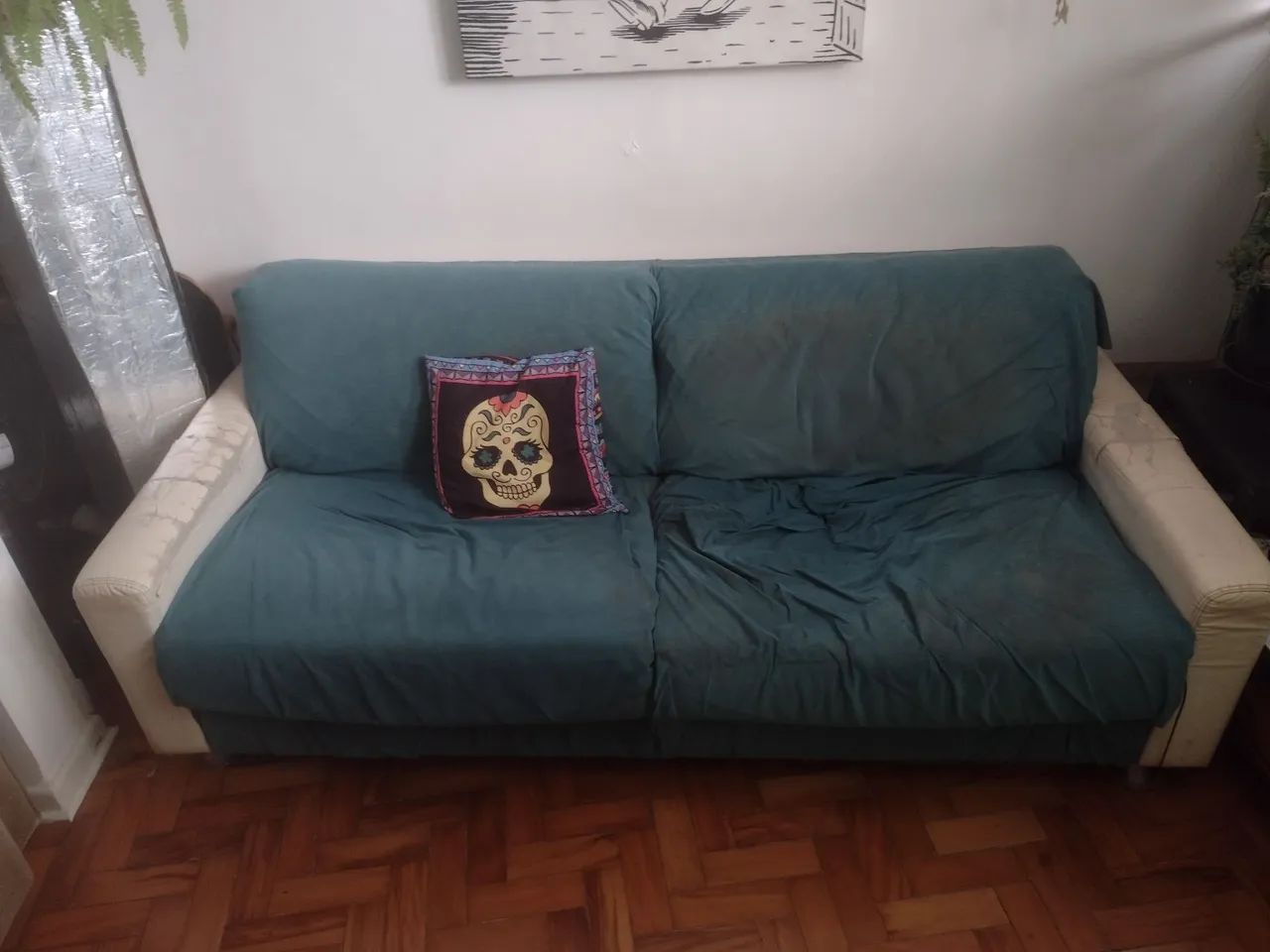 Sofá usado estrutura boa precisa de reforma  - Foto 3