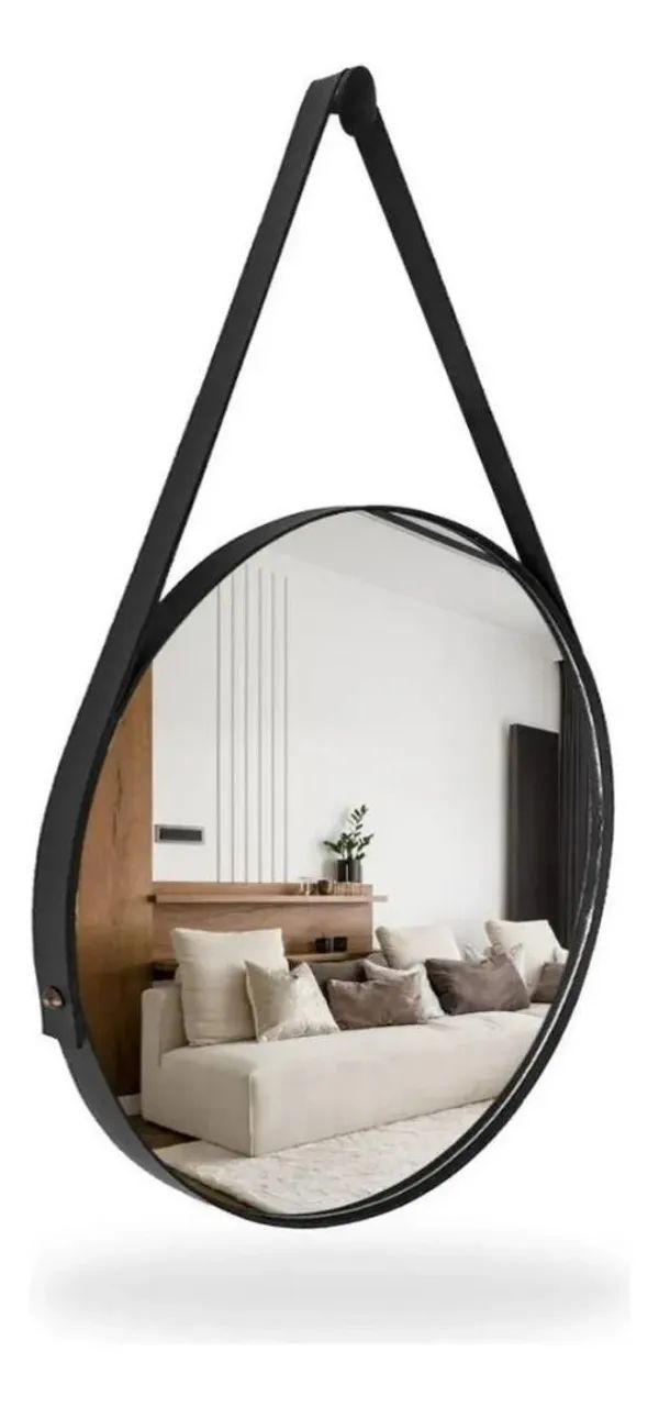 Espelho Decorativo 50Cm bmax com Cinta de Couro - Foto 4