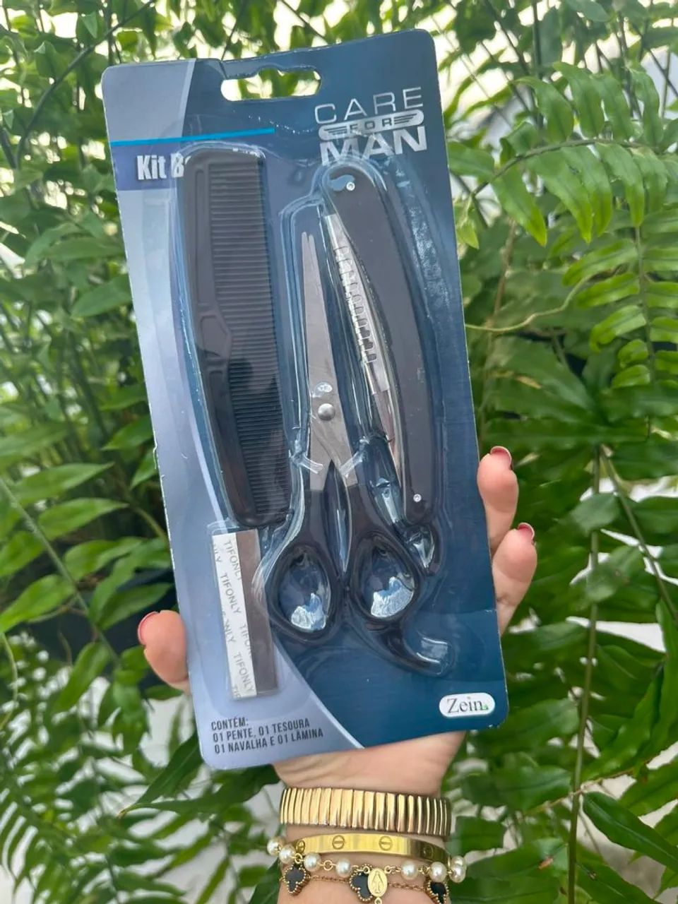 Kit corte de cabelo e barba profissional 4 peças 