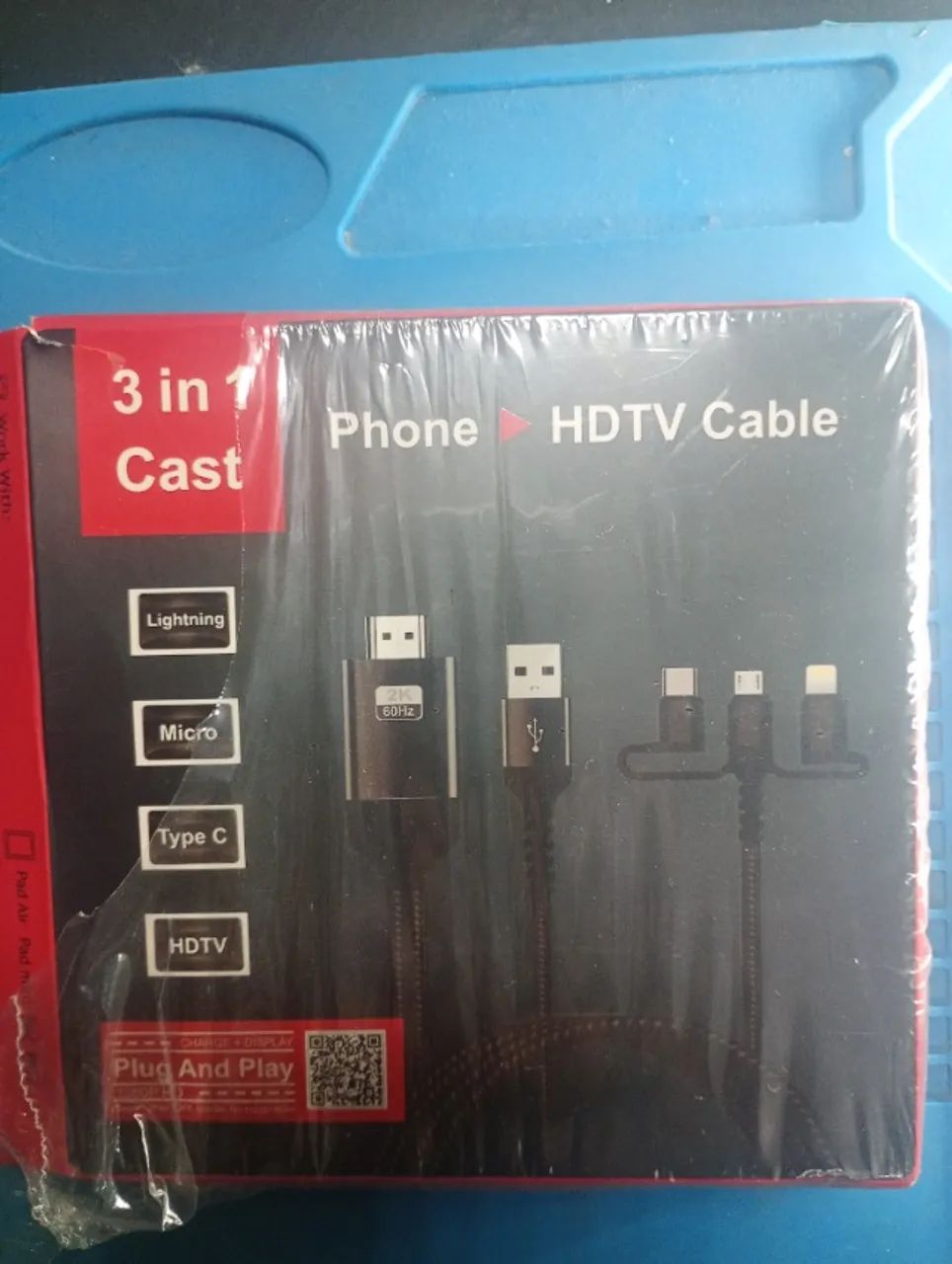Cabo Hdmi Mirascreen Android Usb Tipo C V8 Light 3 Em 1